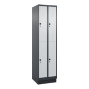 C+P Doppelstock-Spind Classic PLUS, Sockel, 2 Abteile, 1950x500x500mm, 7016/7035 Front RAL 7035 Lichtgrau