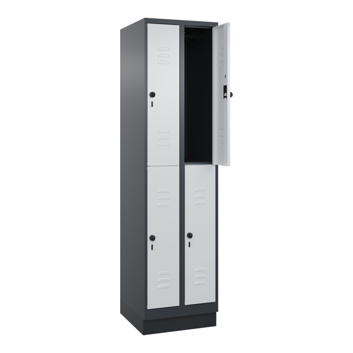 C+P Doppelstock-Spind Classic PLUS, Sockel, 2 Abteile, 1950x500x500mm, 7016/7035 Front RAL 7035 Lichtgrau