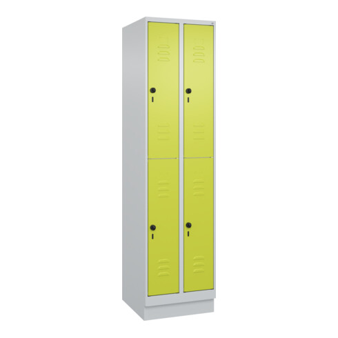 C+P Doppelstock-Spind Classic PLUS, Sockel, 2 Abteile, 1950x500x500mm, 7035/0024 Front 1108060 RDS Viridingrün