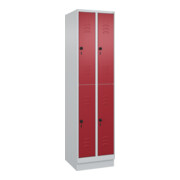 C+P Doppelstock-Spind Classic PLUS, Sockel, 2 Abteile, 1950x500x500mm, 7035/3003 Front RAL 3003 Rubinrot