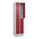 C+P Doppelstock-Spind Classic PLUS, Sockel, 2 Abteile, 1950x500x500mm, 7035/3003 Front RAL 3003 Rubinrot-2
