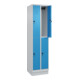C+P Doppelstock-Spind Classic PLUS, Sockel, 2 Abteile, 1950x500x500mm, 7035/5012 Front RAL 5012 Lichtblau-2