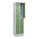 C+P Doppelstock-Spind Classic PLUS, Sockel, 2 Abteile, 1950x500x500mm, 7035/6011 Front RAL 6011 Resedagrün-2