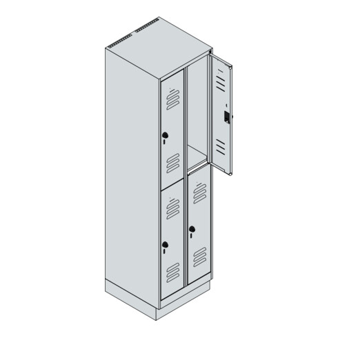 C+P Doppelstock-Spind Classic PLUS, Sockel, 2 Abteile, 1950x500x500mm, 7035/7016 Front RAL 7016 Anthrazitgrau