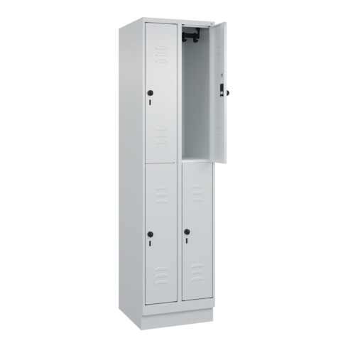 C+P Doppelstock-Spind Classic PLUS, Sockel, 2 Abteile, 1950x500x500mm, 7035/7035 Front RAL 7035 Lichtgrau