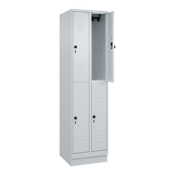 C+P Doppelstock-Spind Classic PLUS, Sockel, 2 Abteile, 1950x500x500mm, 7035/7035 Front RAL 7035 Lichtgrau