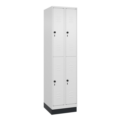 C+P Doppelstock-Spind Classic PLUS, Sockel, 2 Abteile, 1950x500x500mm, 9016/9016 Front RAL 9016 Verkehrsweiß