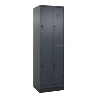C+P Doppelstock-Spind Classic PLUS, Sockel, 2 Abteile, 1950x600x500mm, 7016/7016 Front RAL 7016 Anthrazitgrau