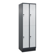 C+P Doppelstock-Spind Classic PLUS, Sockel, 2 Abteile, 1950x600x500mm, 7016/7035 Front RAL 7035 Lichtgrau