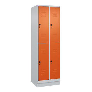 C+P Doppelstock-Spind Classic PLUS, Sockel, 2 Abteile, 1950x600x500mm, 7035/2004 Front RAL 2004 Reinorange