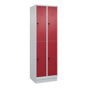 C+P Doppelstock-Spind Classic PLUS, Sockel, 2 Abteile, 1950x600x500mm, 7035/3003 Front RAL 3003 Rubinrot