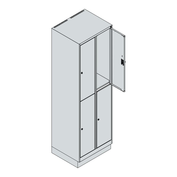 C+P Doppelstock-Spind Classic PLUS, Sockel, 2 Abteile, 1950x600x500mm, 7035/5010 Front RAL 5010 Enzianblau