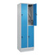 C+P Doppelstock-Spind Classic PLUS, Sockel, 2 Abteile, 1950x600x500mm, 7035/5012 Front RAL 5012 Lichtblau-4