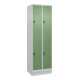C+P Doppelstock-Spind Classic PLUS, Sockel, 2 Abteile, 1950x600x500mm, 7035/6011 Front RAL 6011 Resedagrün-1