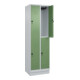 C+P Doppelstock-Spind Classic PLUS, Sockel, 2 Abteile, 1950x600x500mm, 7035/6011 Front RAL 6011 Resedagrün-2