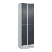 C+P Doppelstock-Spind Classic PLUS, Sockel, 2 Abteile, 1950x600x500mm, 7035/7016 Front RAL 7016 Anthrazitgrau