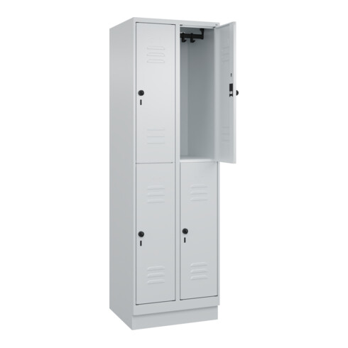 C+P Doppelstock-Spind Classic PLUS, Sockel, 2 Abteile, 1950x600x500mm, 7035/7035 Front RAL 7035 Lichtgrau
