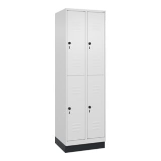 C+P Doppelstock-Spind Classic PLUS, Sockel, 2 Abteile, 1950x600x500mm, 9016/9016 Front RAL 9016 Verkehrsweiß