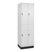 C+P Doppelstock-Spind Classic PLUS, Sockel, 2 Abteile, 1950x600x500mm, 9016/9016 Front RAL 9016 Verkehrsweiß