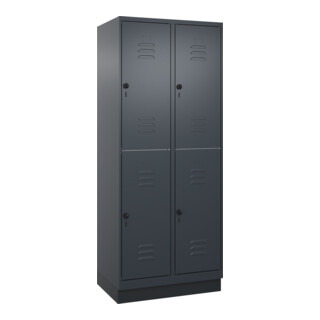 C+P Doppelstock-Spind Classic PLUS, Sockel, 2 Abteile, 1950x800x500mm, 7016/7016 Front RAL 7016 Anthrazitgrau