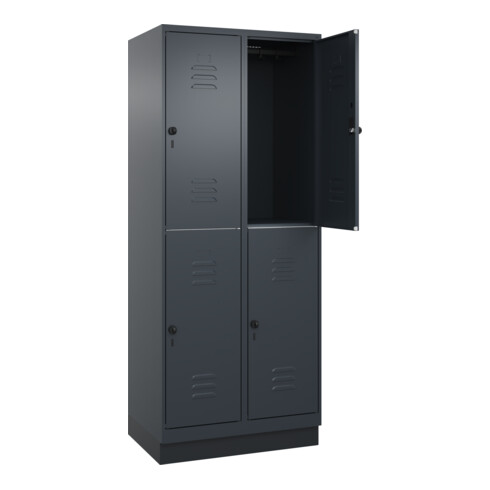 C+P Doppelstock-Spind Classic PLUS, Sockel, 2 Abteile, 1950x800x500mm, 7016/7016 Front RAL 7016 Anthrazitgrau
