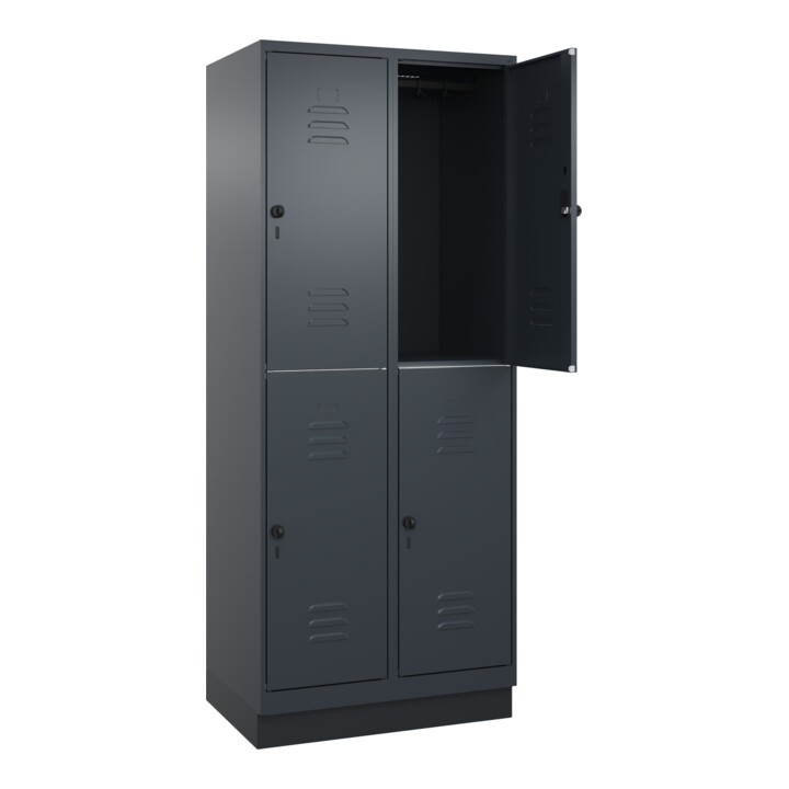 C+P Doppelstock-Spind Classic PLUS, Sockel, 2 Abteile, 1950x800x500mm, 7016/7016 Front RAL 7016 Anthrazitgrau