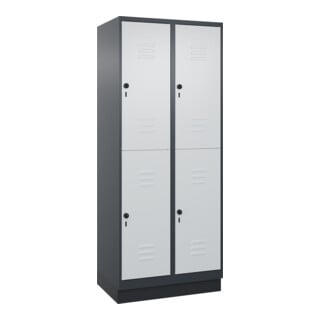 C+P Doppelstock-Spind Classic PLUS, Sockel, 2 Abteile, 1950x800x500mm, 7016/7035 Front RAL 7035 Lichtgrau
