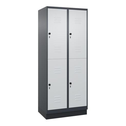 C+P Doppelstock-Spind Classic PLUS, Sockel, 2 Abteile, 1950x800x500mm, 7016/7035 Front RAL 7035 Lichtgrau