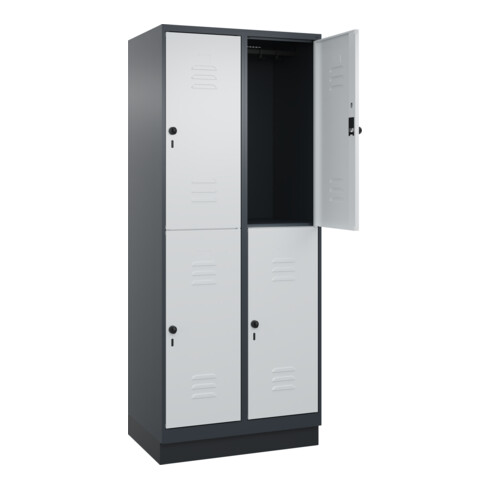 C+P Doppelstock-Spind Classic PLUS, Sockel, 2 Abteile, 1950x800x500mm, 7016/7035 Front RAL 7035 Lichtgrau