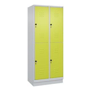C+P Doppelstock-Spind Classic PLUS, Sockel, 2 Abteile, 1950x800x500mm, 7035/0024 Front 1108060 RDS Viridingrün