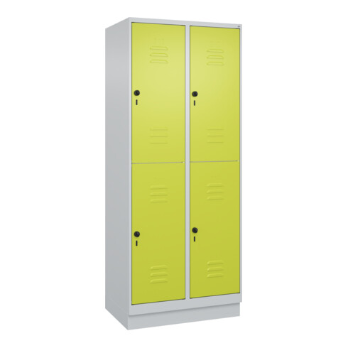C+P Doppelstock-Spind Classic PLUS, Sockel, 2 Abteile, 1950x800x500mm, 7035/0024 Front 1108060 RDS Viridingrün