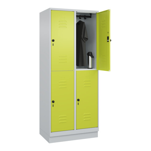 C+P Doppelstock-Spind Classic PLUS, Sockel, 2 Abteile, 1950x800x500mm, 7035/0024 Front 1108060 RDS Viridingrün