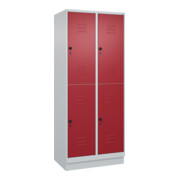 C+P Doppelstock-Spind Classic PLUS, Sockel, 2 Abteile, 1950x800x500mm, 7035/3003 Front RAL 3003 Rubinrot