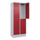 C+P Doppelstock-Spind Classic PLUS, Sockel, 2 Abteile, 1950x800x500mm, 7035/3003 Front RAL 3003 Rubinrot-2