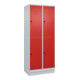 C+P Doppelstock-Spind Classic PLUS, Sockel, 2 Abteile, 1950x800x500mm, 7035/3020 Front RAL 3020 Verkehrsrot-1