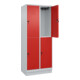 C+P Doppelstock-Spind Classic PLUS, Sockel, 2 Abteile, 1950x800x500mm, 7035/3020 Front RAL 3020 Verkehrsrot-2