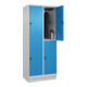 C+P Doppelstock-Spind Classic PLUS, Sockel, 2 Abteile, 1950x800x500mm, 7035/5012 Front RAL 5012 Lichtblau-2