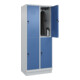 C+P Doppelstock-Spind Classic PLUS, Sockel, 2 Abteile, 1950x800x500mm, 7035/5023 Front RAL 5023 Fernblau-4