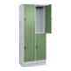 C+P Doppelstock-Spind Classic PLUS, Sockel, 2 Abteile, 1950x800x500mm, 7035/6011 Front RAL 6011 Resedagrün-2