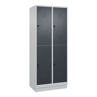 C+P Doppelstock-Spind Classic PLUS, Sockel, 2 Abteile, 1950x800x500mm, 7035/7016 Front RAL 7016 Anthrazitgrau
