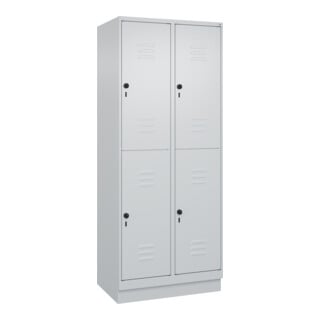 C+P Doppelstock-Spind Classic PLUS, Sockel, 2 Abteile, 1950x800x500mm, 7035/7035 Front RAL 7035 Lichtgrau