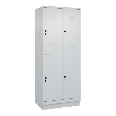 C+P Doppelstock-Spind Classic PLUS, Sockel, 2 Abteile, 1950x800x500mm, 7035/7035 Front RAL 7035 Lichtgrau