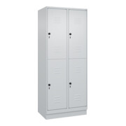 C+P Doppelstock-Spind Classic PLUS, Sockel, 2 Abteile, 1950x800x500mm, 7035/7035 Front RAL 7035 Lichtgrau