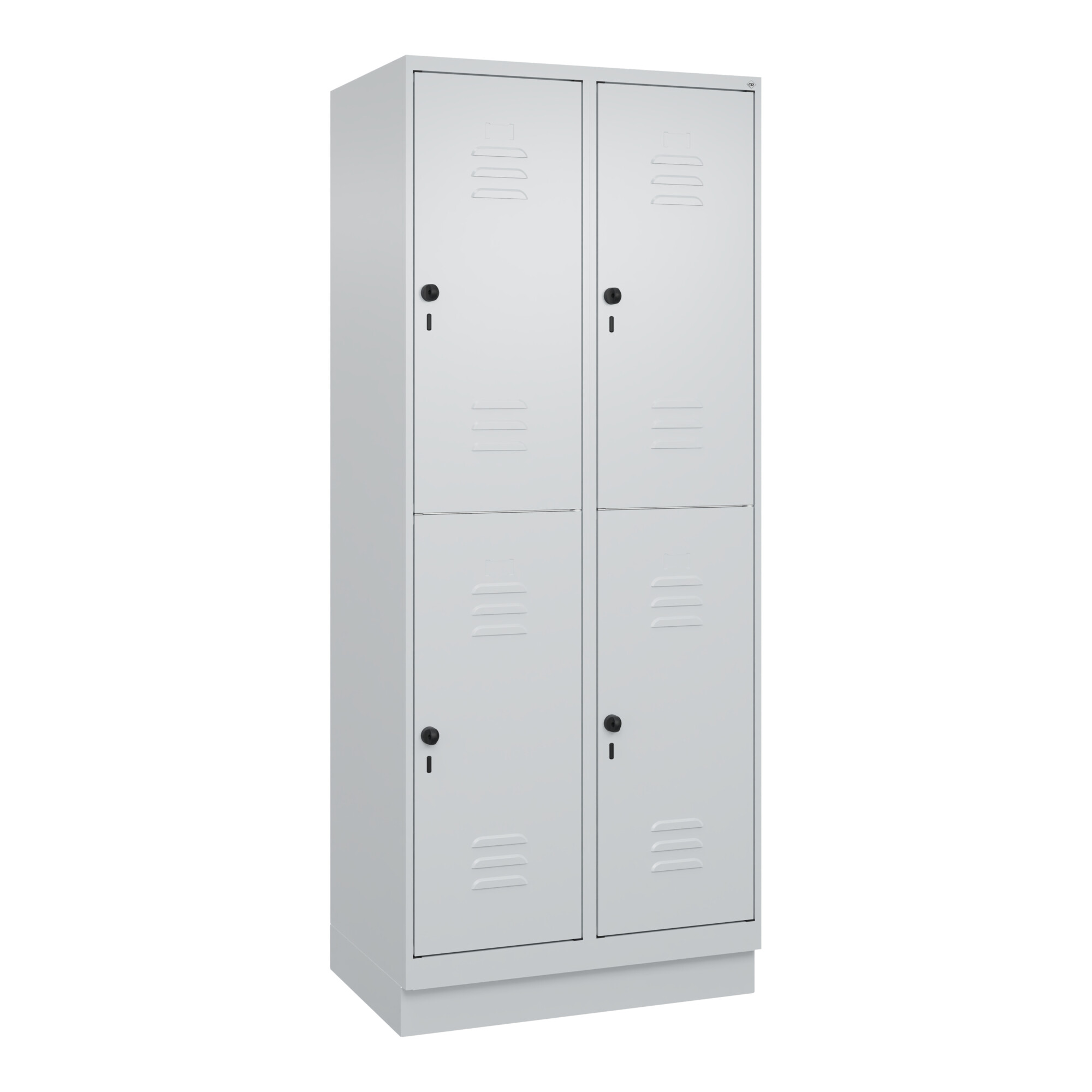 C+P Doppelstock-Spind Classic PLUS, Sockel, 2 Abteile, 1950x800x500mm, 7035/7035 Front RAL 7035 Lichtgrau ; C + P Möbelsysteme