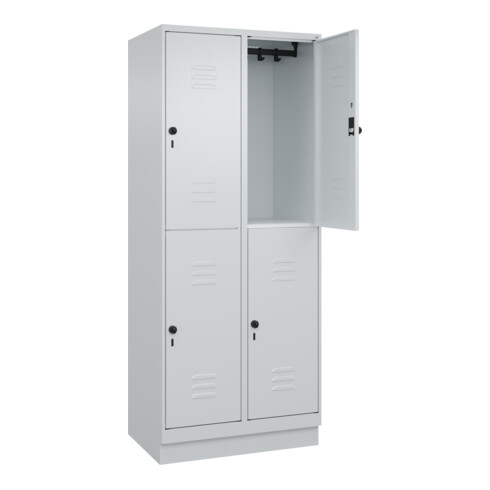C+P Doppelstock-Spind Classic PLUS, Sockel, 2 Abteile, 1950x800x500mm, 7035/7035 Front RAL 7035 Lichtgrau