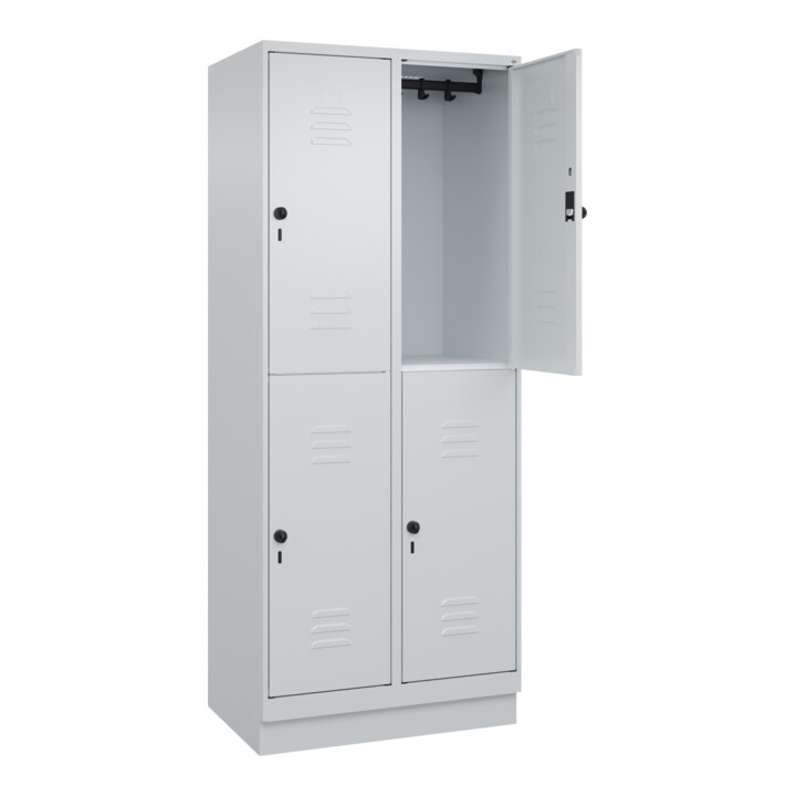 C+P Doppelstock-Spind Classic PLUS, Sockel, 2 Abteile, 1950x800x500mm, 7035/7035 Front RAL 7035 Lichtgrau
