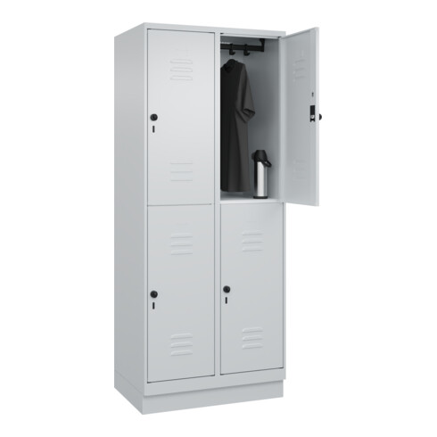 C+P Doppelstock-Spind Classic PLUS, Sockel, 2 Abteile, 1950x800x500mm, 7035/7035 Front RAL 7035 Lichtgrau