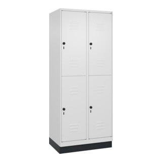 C+P Doppelstock-Spind Classic PLUS, Sockel, 2 Abteile, 1950x800x500mm, 9016/9016 Front RAL 9016 Verkehrsweiß