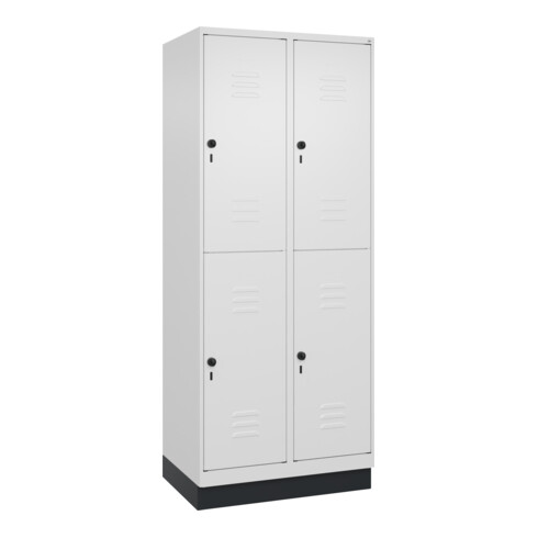 C+P Doppelstock-Spind Classic PLUS, Sockel, 2 Abteile, 1950x800x500mm, 9016/9016 Front RAL 9016 Verkehrsweiß