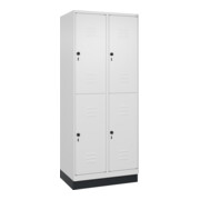 C+P Doppelstock-Spind Classic PLUS, Sockel, 2 Abteile, 1950x800x500mm, 9016/9016 Front RAL 9016 Verkehrsweiß